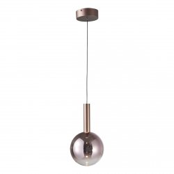Miedziana lampa wisząca pojedyncza klosz szklany okrągły LED 8W 3000K Camino Italux PND-24038-1A-COPP