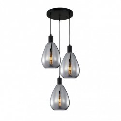 Czarna Dekoracyjna Lampa Wisząca Szklane Dymione Klosze ZULO PND-27812-3A-BK-SG ITALUX