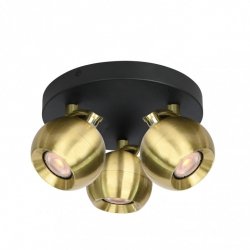 Czarna Lampa Sufitowa Plafon Mosiężne Reflektorki LAFIN SPL-45379-3-BK-BRSS ITALUX