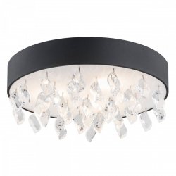 CZARNA LAMPA SUFITOWA OKRĄGŁA ARGON BELLA 1495 CZARNY PLAFON Z KRYSZTAŁKAMI 