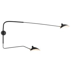 Lampa ścienna kinkiet czarna 2 klosze regulowana na wysięgniku klasyczna minimalistyczna CRANE W8702 Step Into Design