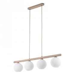 Lampa wisząca drewniana szklane okrągłe klosze designerska nowoczesna dekoracyjna VIRLO 11080 TK-LIGHTING