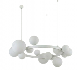 Biała molekularna lampa wisząca opalowe szklane klosze kule BUBBLES 10 AZ5870 + AZ6728 Azzardo 