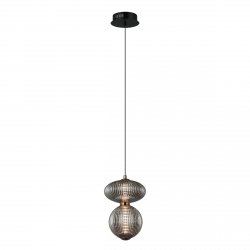 Designerska czarna lampa wisząca LED szare dymione szklane klosze NICO PND-8545-2B-AB-SG Italux jadalniana nad stół 