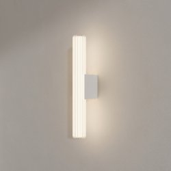 Biały stylowy nowoczesny designerski kinkiet LED do łazienki szklany ryflowany klosz LINEA LP-0510/1W-45 WH CCT Light Prestige IP44