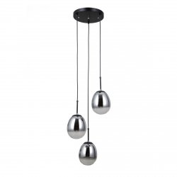 Czarna lampa wisząca szkło dymione potrójna Meolo Italux PND-40825-3-BK jadalniana nad stół 