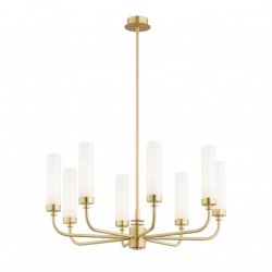 Rozłożysty żyrandol 8-płomienny mosiądz mleczne szkło tuba nowoczesny elegancki klasyczny PRESTON 5081 Argon