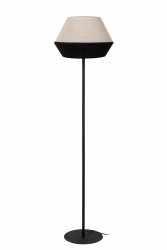 Lampa podłogowa lniany klosz owalny nowoczesna minimalistyczna uniwersalna klasyczna czarno-brązowa KALA 06724/01/73 LUCIDE