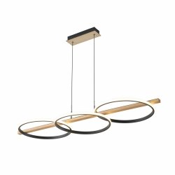 Nowoczesna Lampa Wisząca LED Czarna + Naturalne Drewno ALMERIA MD3913-3-3BWLT ZUMA LINE