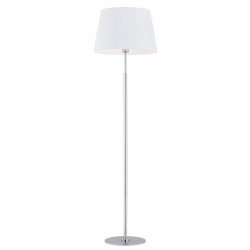 Szykowna minimalistyczna chromowana lampa stojąca podłogowa z białym tkaninowym plisowanym abażurem 175cm ASTI 3849 Argon