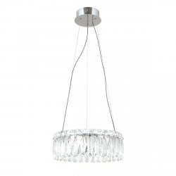 Kryształowa chromowana okrągła lampa wisząca żyrandol Nosta Italux PND-34364-2-CH-CL glamour salonowa  