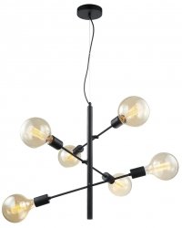 INDUSTRIANA CZARNA LAMPA WISZĄCA DO SALONU VINTAGE ITALUX MADALYN MDM3582/6 BK LAMPA STICKS MOLEKULARNA