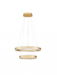 Lampa wisząca LED aluminiowa złota dwa okręgi ringi designerska nowoczesna możliwość ściemniania DONTERIO LE45399 Luces Exclusivas