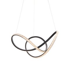 Lampa wisząca LED czarna kulista okręgi z kryształkami artdeco designerska nowoczesna salonowa Francisca 102256 ENDON