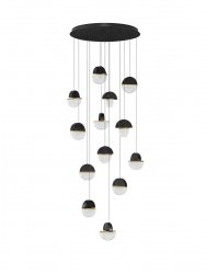 Lampa wisząca wielopunktowa czarna LED marmurowe szklane okrągłe klosze 16cm designerska nowoczesna ściemnialna do salonu i sypialni TARREGA LE46176 Luces Exclusivas