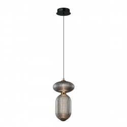 Designerska czarna lampa wisząca LED szare dymione szklane klosze NICO PND-8545-2A-AB-SG Italux jadalniana nad stół 