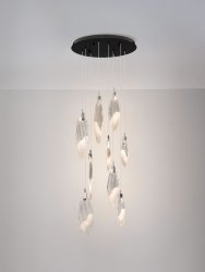 Lampa wisząca LED wielopunktowa owalne szklane klosze z wgłębieniami 60cm designerska nowoczesna ściemnialna ROALES LE46145 Luces Exclusivas