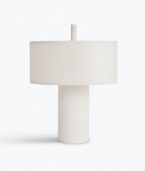 Lampka stołowa nocna przenośna okrągła abażurowa biała klasyczna minimalistyczna industrialna dekoracyjna na komodę Margin 31cm 21361 New Works