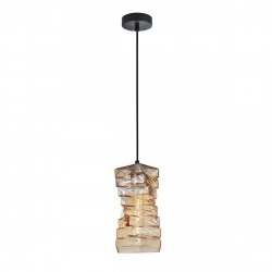 Lampa wisząca szklana żłobiony klosz geometryczny dekoracyjna bursztynowa Altera PND-3219-1-BRO-AMB Italux