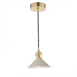 Mosiądzowana Lampa Wisząca Vintage Szary Klosz HADANO HAD0140-06 DAR LIGHTING