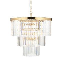 Szklana lampa wisząca glamour mosiężna okrągła designerska nowoczesna Conaston 115457 ENDON