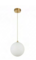 Złota lampa wisząca szklany opalowy klosz kula 15cm BUBBLES 1 AZ5954 + AZ6731 Azzardo 