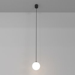 Minimalistyczna elegancka lampa wisząca LED kula czarno-biała regulacja wysokości LUNA MAYTONI P039PL-5W4K-10-B