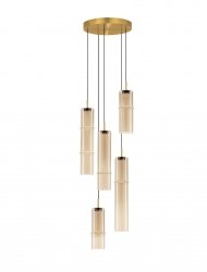 Minimalistyczna lampa wisząca LED szklana tuba kolor złoty uniwersalna klasyczna możliwość ściemniania Luces Exclusivas