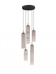 Minimalistyczna lampa wisząca LED szklana tuba kolor mokka uniwersalna klasyczna możliwość ściemniania Luces Exclusivas