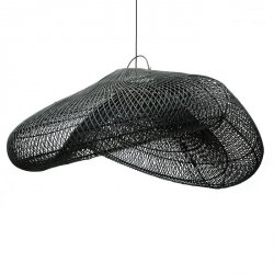 Rattanowa Lampa Wisząca w Stylu Boho Czarna CLOUD BAYU013B-XXL-120 BAZAR BIZAR