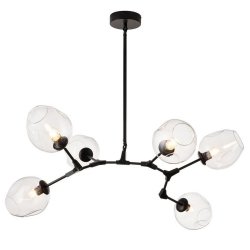 Lampa wisząca transparentno czarna 130cm szklane klosze nowoczesna minimalistyczna klasyczna dekoracyjna MODERN ORCHID-6 ST-1232-6 black transparent Step Into Design