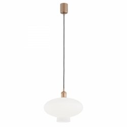 Szklana lampa wisząca TRESCO 8980 Argon Mleczne Szkło Miedziane detale