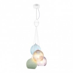 Dekoracyjna biała lampa wisząca kolorowe klosze ceramika szkło CASES PND-94794-4B-MLTI Italux nad wyspę stół Art Deco