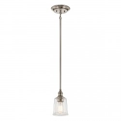 Mała lampa wisząca Waverly - 1 źródło światła - Klasyczny pewter szkło z bąbelkami powietrza nowoczesna minimalistczna KL-WAVERLY-MP-CLP KICHLER
