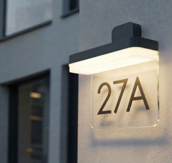 Lampa elewacyjna na taras i fasadę kinkiet LED IP54 z miejscem na numer domu czarny Azzardo OPLO NUMBER WALL 3000K IP54 BK AZ6836