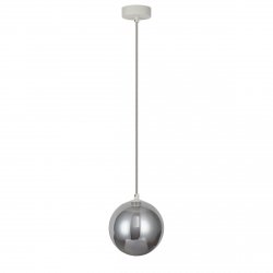Biała molekularna lampa wisząca szklany klosz 15cm w kolorze dymiony chrom BUBBLES 1 SMOKY AZ5953 + AZ5885 Azzardo 