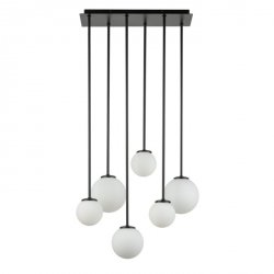 Czarna Lampa Wisząca Minimalistyczna Białe Szklane Klosze TULIA 33499 SIGMA
