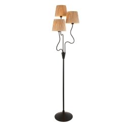 Lampa podłogowa stojąca falista potrójna abażurowa z rafii boho rustykalna naturalna minimalistyczna Wriggle 114221 ENDON