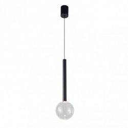 Czarna lampa wisząca LED szklany okrągły klosz transparentna kula Alinos Italux PND-24019-1A-BK
