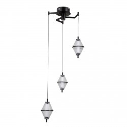 Lampa wisząca Fuente Italux PND-34395-3-BK ozdobna siatkowany klosz czarny mat/ chrom