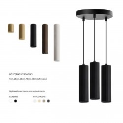 Czarna lampa wisząca ZŁOTE ryflowane tuby 9cm potrójna minimalistyczna LUCAS AZ6158 + 3 x AZ6128 Azzardo