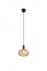 Lampa wisząca okrągły szklany bursztynowy klosz ze żłobieniem minimalistyczna do klasycznych wnętrz ELVEZIA R36771013 RL