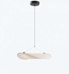 Lampa wisząca owalna materiałowa biała 55cm minimalistyczna klasyczna uniwersalna TENSE 21240 New Works