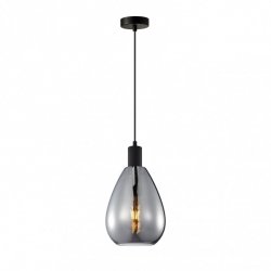 Czarna Dekoracyjna Lampa Wisząca Szklany Dymiony Klosz ZULO PND-27812-BK-SG ITALUX