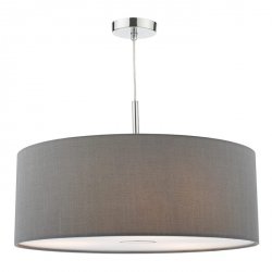 Nowoczesna Lampa Wisząca Abażurowa Szara RONDA RON1739 DAR LIGHTING