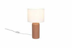 Lampka nocna stołowa ceramiczna podstawa tkaninowy abażur brązowa minimalistyczna klasyczna BLAIR R51811972 Rl