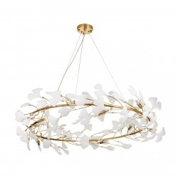 Dekoracyjna nowoczesna biała lampa wisząca ceramiczne listki 10 źródeł światła okrągła designerska boho BOTANIKA XY080P-100 Step Into Design
