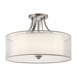 Półplafon Lacey 4 źródła światła antyczny pewter biały okrągły abażur klasyczny minimalistyczny KL-LACEY-SFM-AP KICHLER