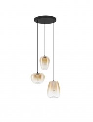 Nowoczesna lampa wisząca LED potrójna owalny złoty szklany klosz uniwersalna klasyczna minimalistyczna Luces Exclusivas