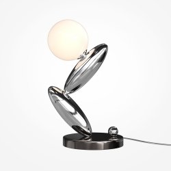 Dekoracyjna lampka stołowa LED platyna okrągła designerska na komodę Resonance MOD482TL-L6PT3K Maytoni